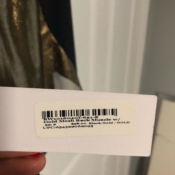 NWT SoulCycle Gold Mesh Back Muscle Tank Top Sz S - Picture 4 of 5